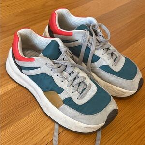 Dries Van Noten Teal and Red Sneakers
